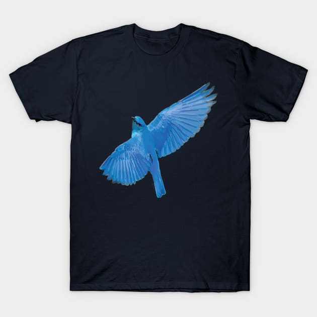 Soar Bluebird of Happiness Indigo Bunting Art T-Shirt by Teenugs